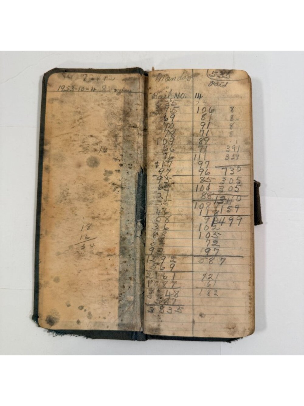 Antique Vintage Sales Expense Ledger Book Accounting Hay Bales Farmer 1950s